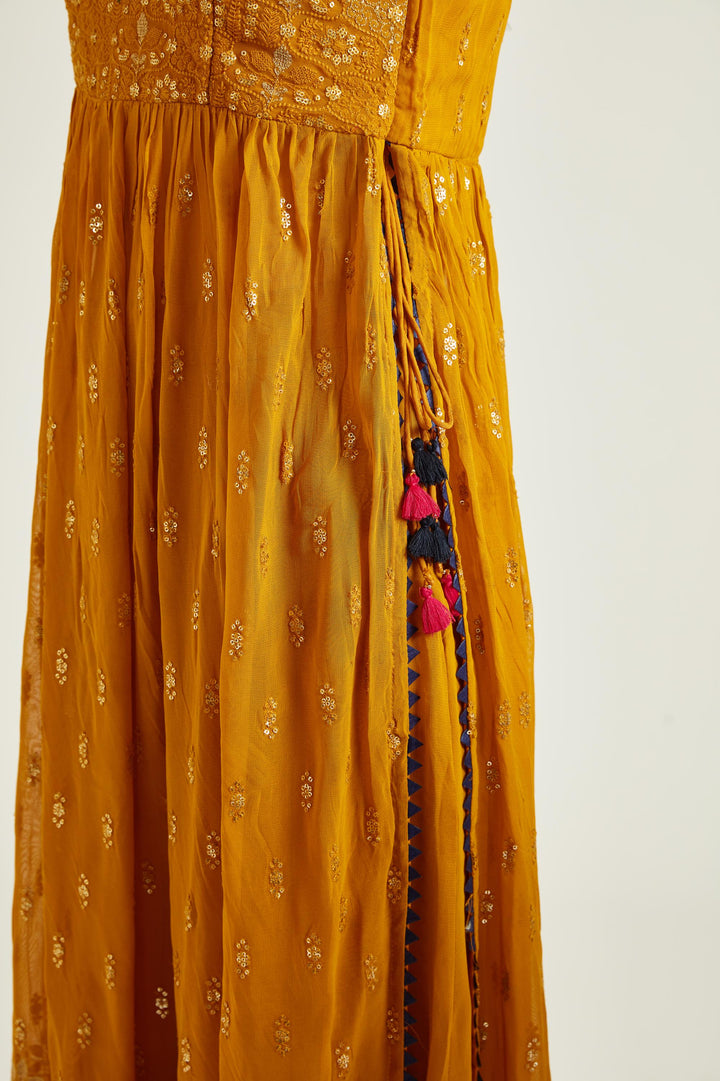 Neerus Mustard Colour Georgette Fabric Suit