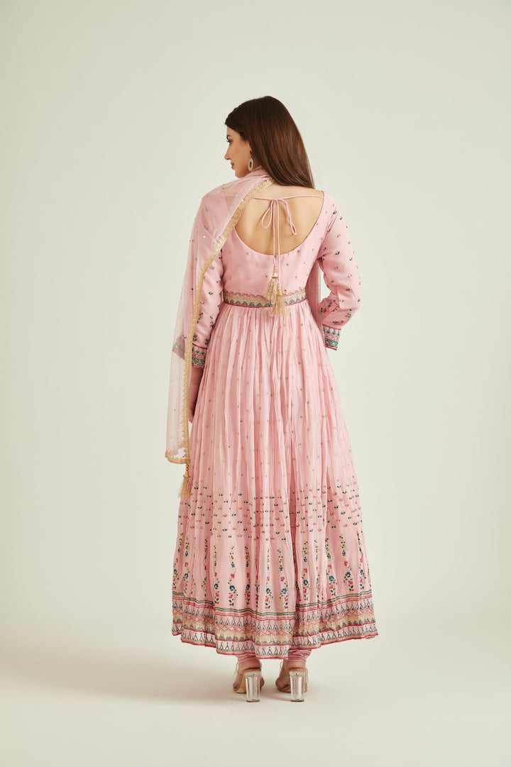 Neerus Baby Pink Colour Georgette Fabric Suit