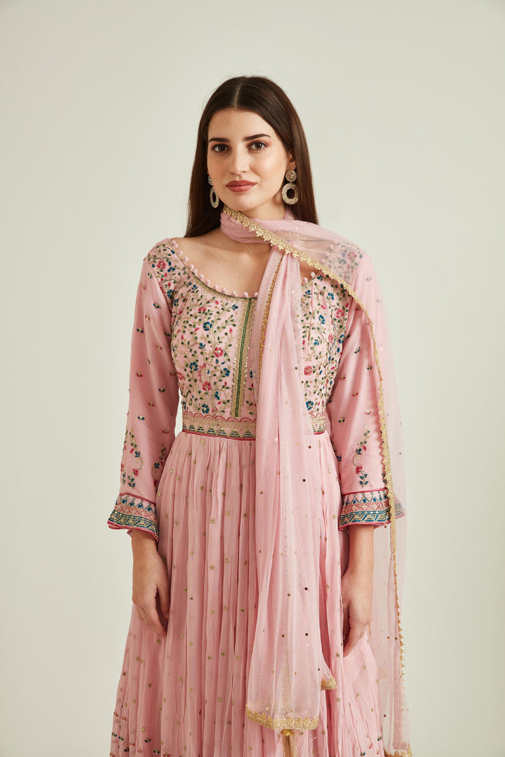 Neerus Baby Pink Colour Georgette Fabric Suit
