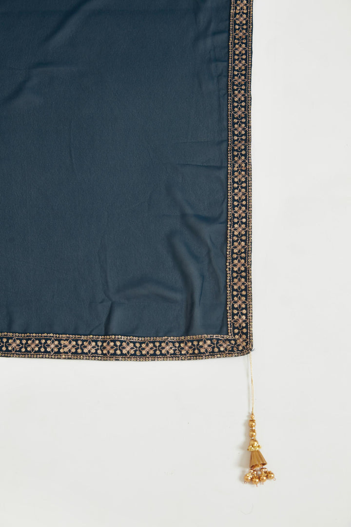 Neerus Blue Georgette Gown - detail view 3