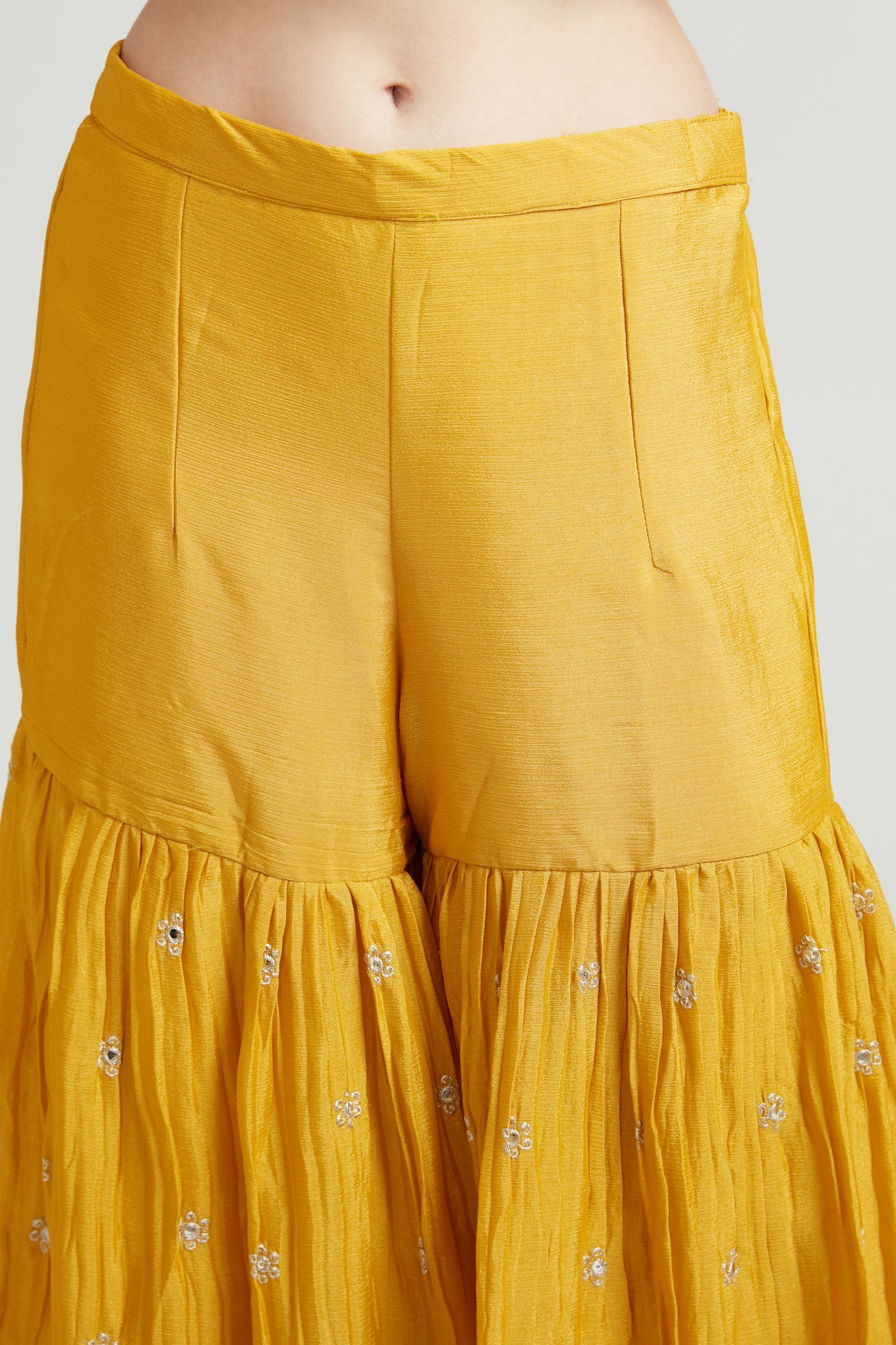 Neerus Mustard Color Crepe Fabric Gharara Suit Set