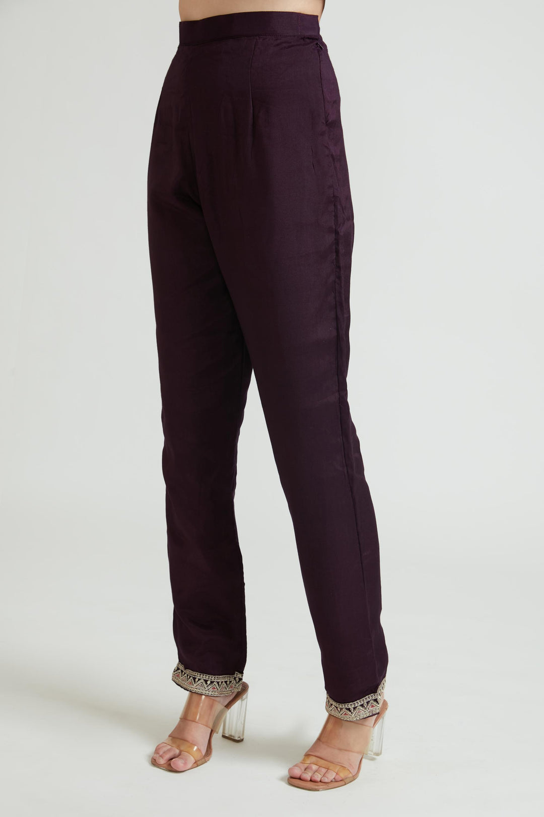 Neerus Maroon georgette ethnic kurta set - detail view 4