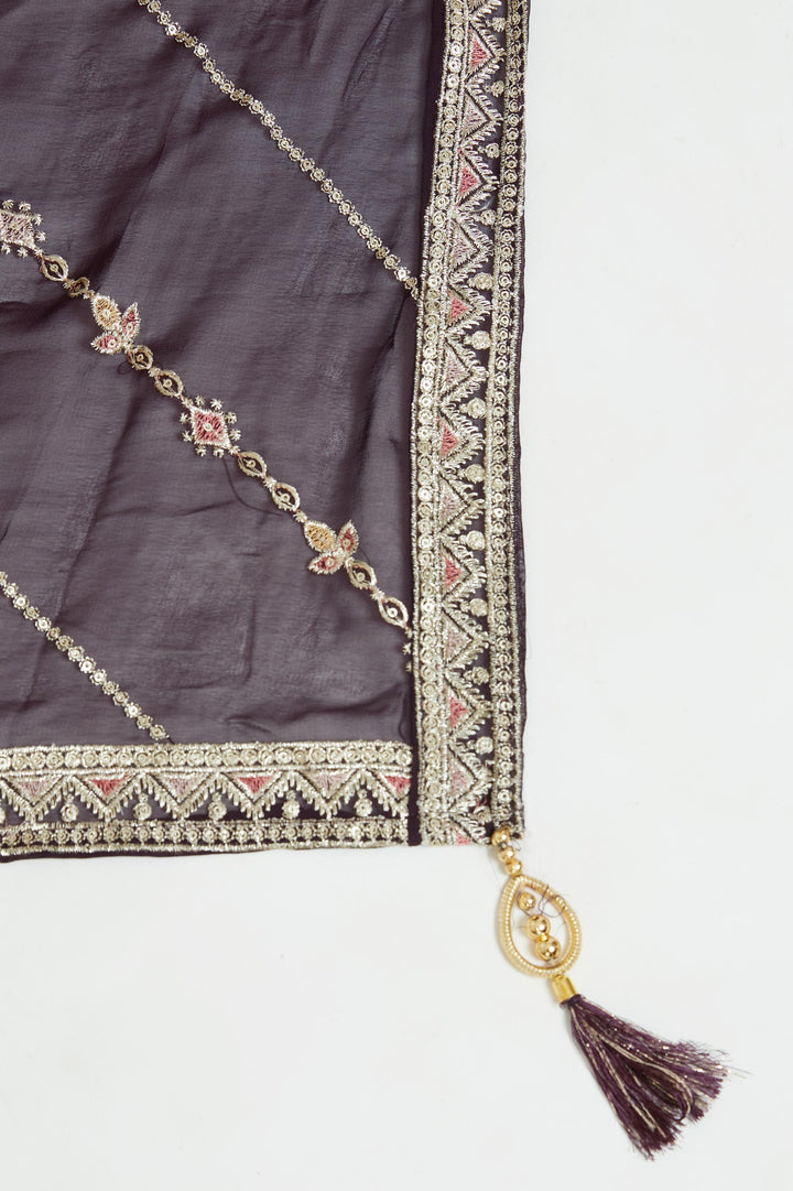 Neerus Maroon georgette ethnic kurta set - detail view 5