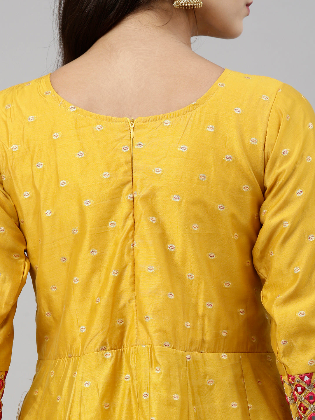 Neerus Mustard Color Chanderi Silk Fabric Suit-Anarkali