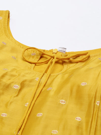 Neeru's Mustard Color Chanderi Silk Fabric Suit-Anarkali