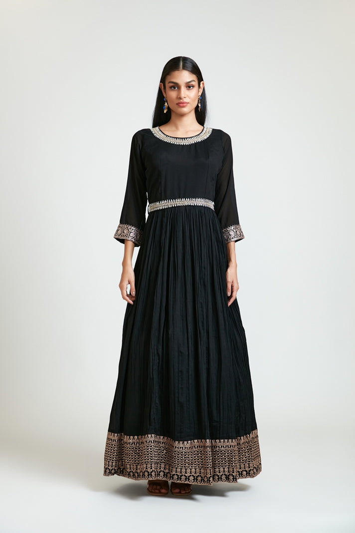 Neeru's Women Silk Black Dress