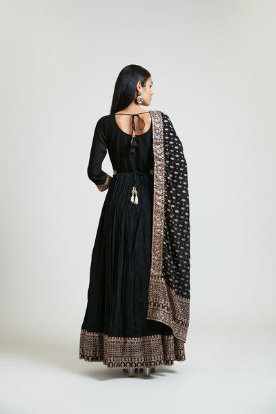 Neeru's Women Silk Black Dress