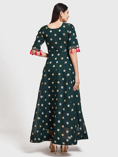 Neeru's Green Textured Anarkali Kurta