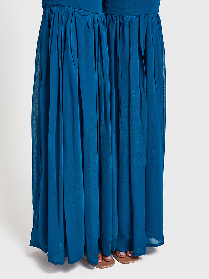 Neerus Blue Georgette Anarkali Suit Set - detail view 1