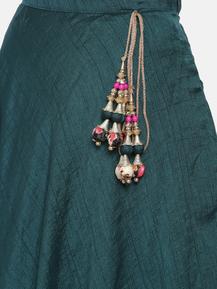 Neerus Cream & Teal Embellished Lehenga Set