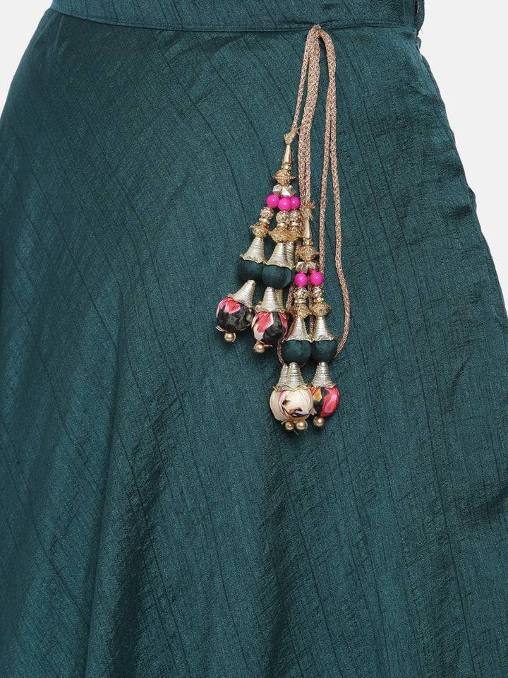 Neerus Cream & Teal Embellished Lehenga Set