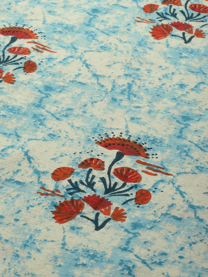 Neerus Blue & Red Printed Anarkali Kurta