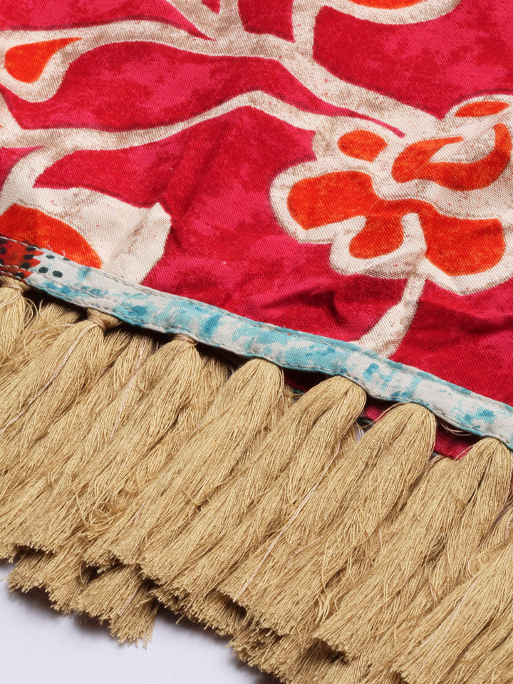 Neerus Blue & Red Printed Anarkali Kurta