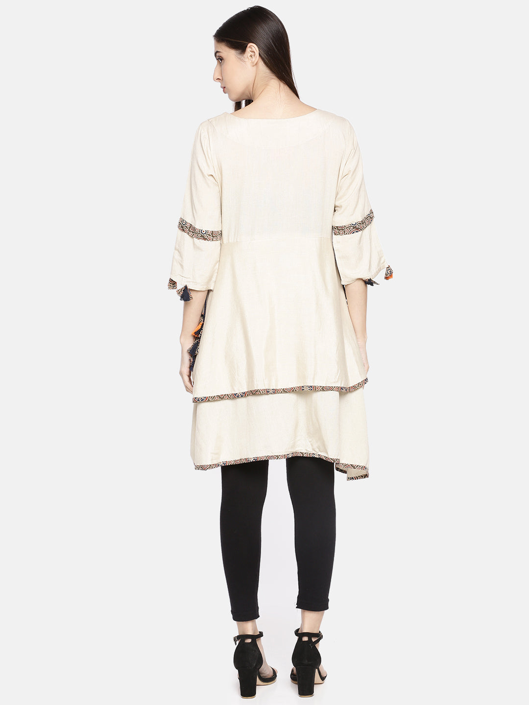 Neerus Women Off-White Embroidered Tunic