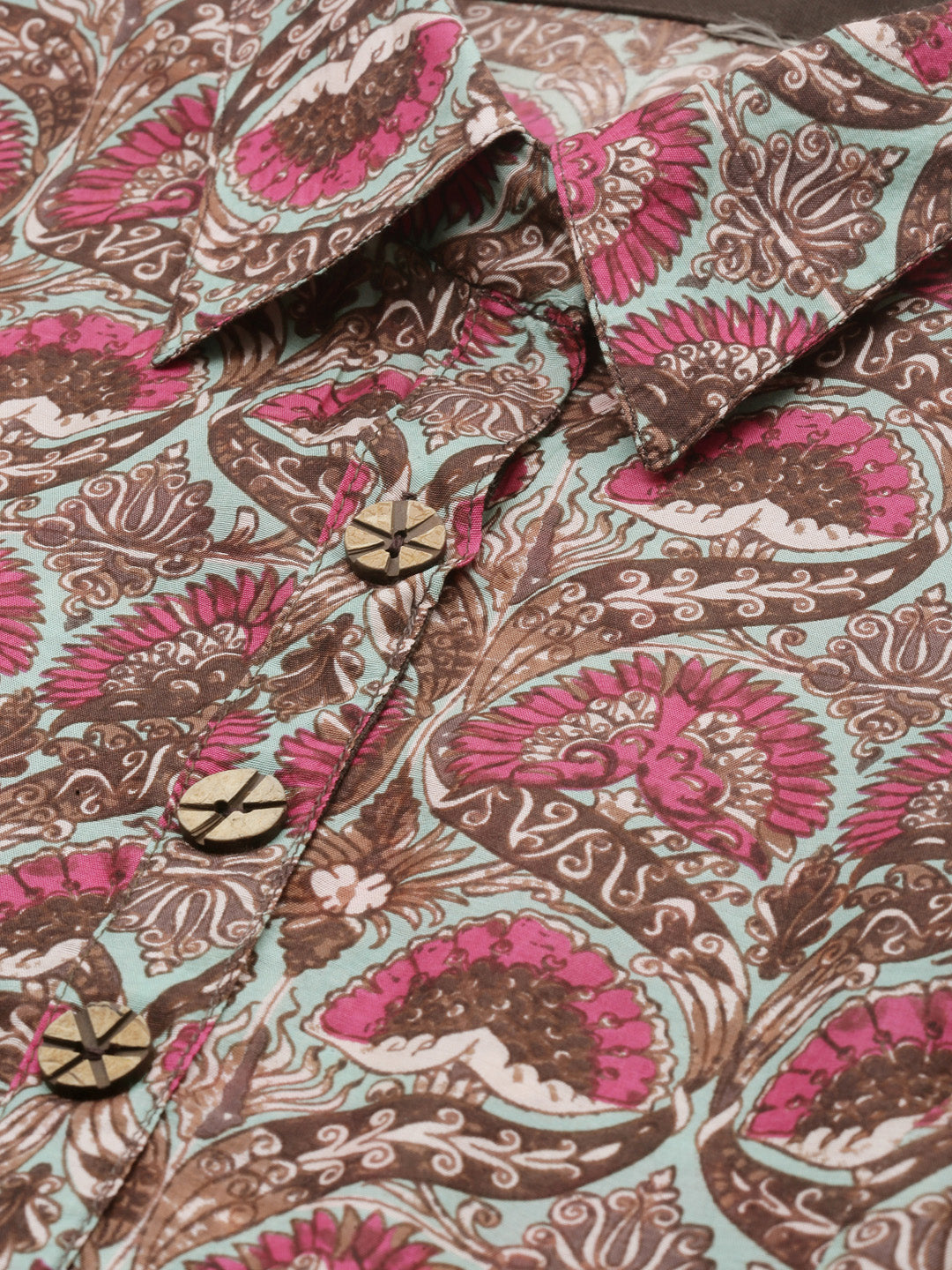Neerus Brown printed A-line kurta - back view