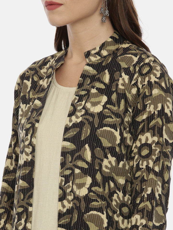 Neerus Multicolor Printed Straight Kurta With Jacket