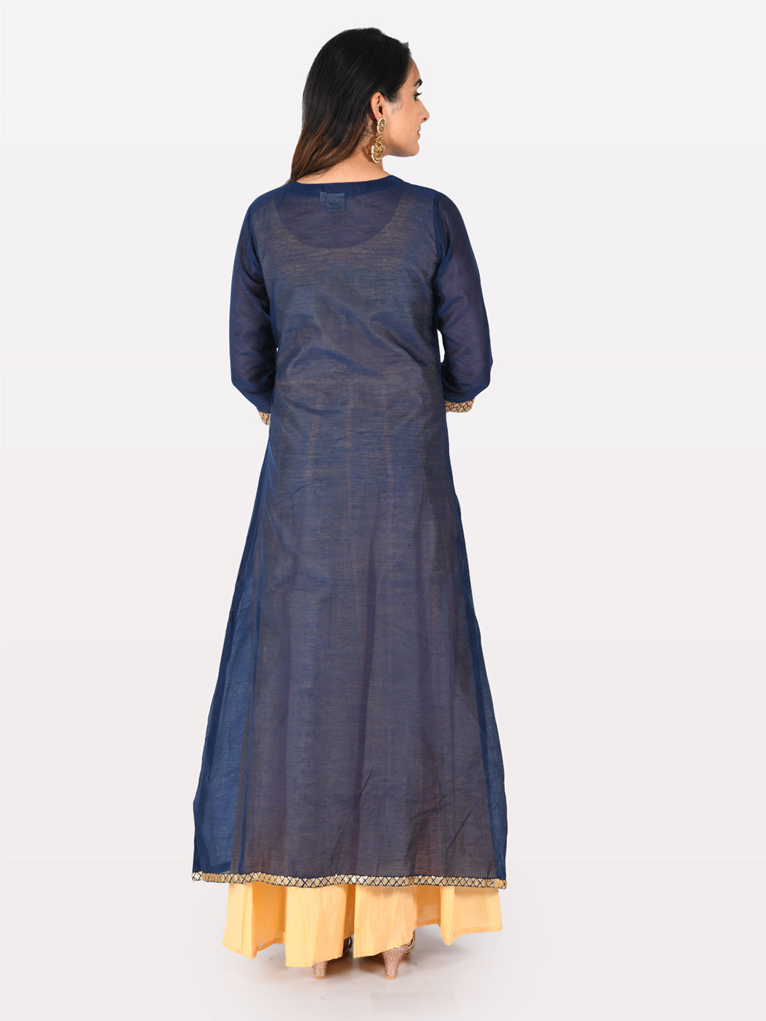 Neerus Blue & Yellow Angrakha Kurta