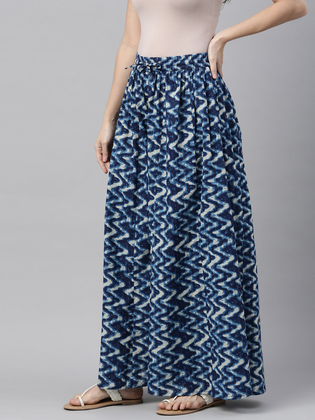 Neerus Blue Color Cotton Fabric Plazzo