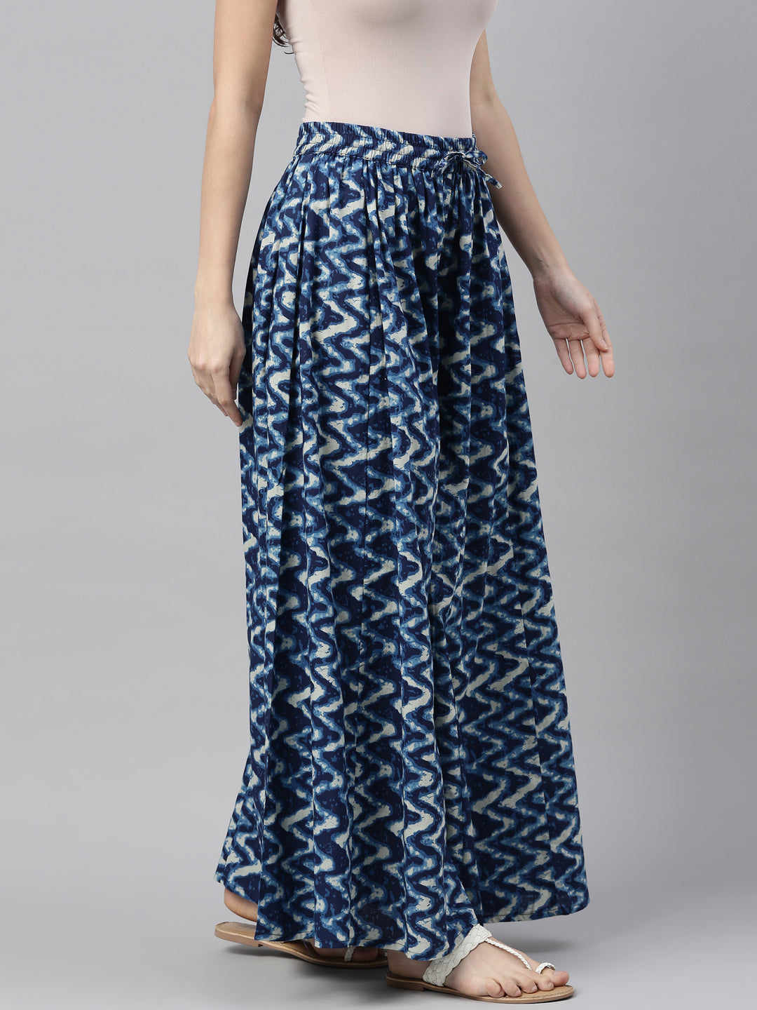 Neerus Blue Color Cotton Fabric Plazzo