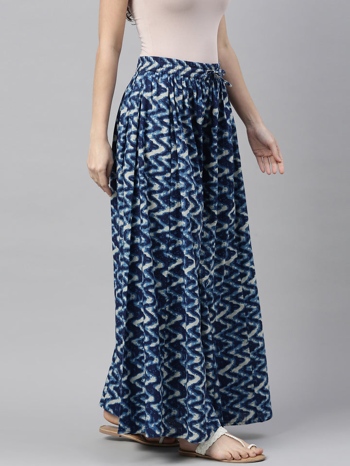 Neerus Blue Color Cotton Fabric Plazzo