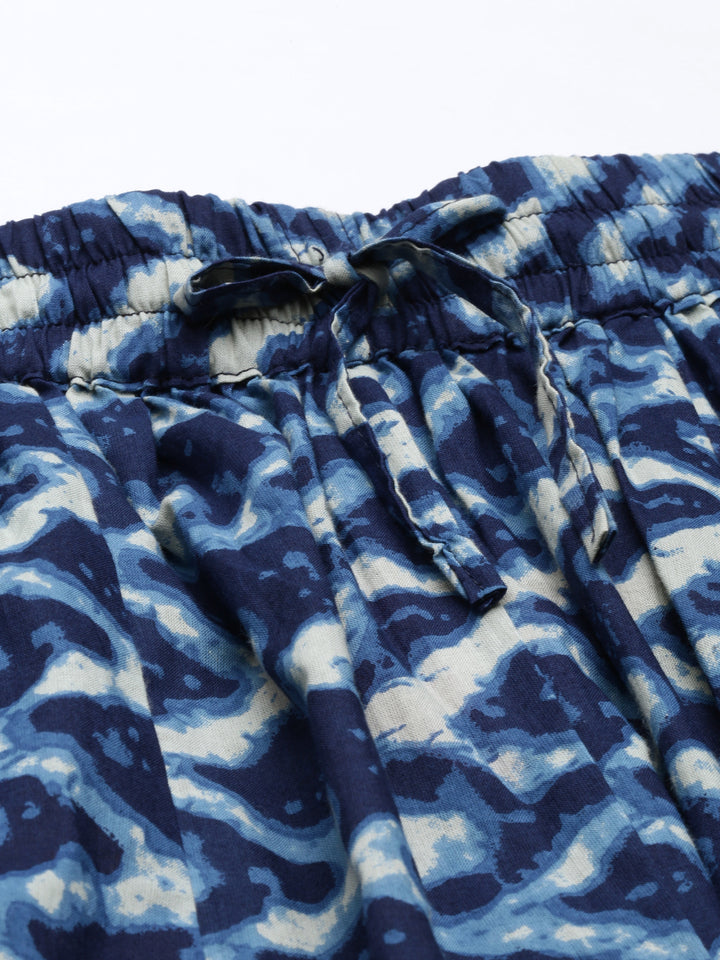 Neerus Blue Color Cotton Fabric Plazzo