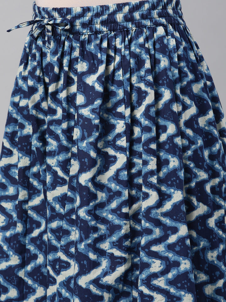 Neerus Blue Color Cotton Fabric Plazzo