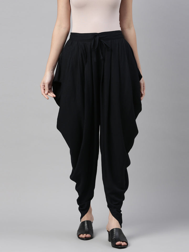 Neerus Black rayon solid dhotti bottom - detail view 6