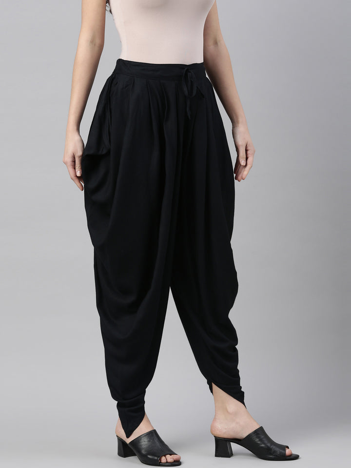 Neerus Black rayon solid dhotti bottom - detail view 1