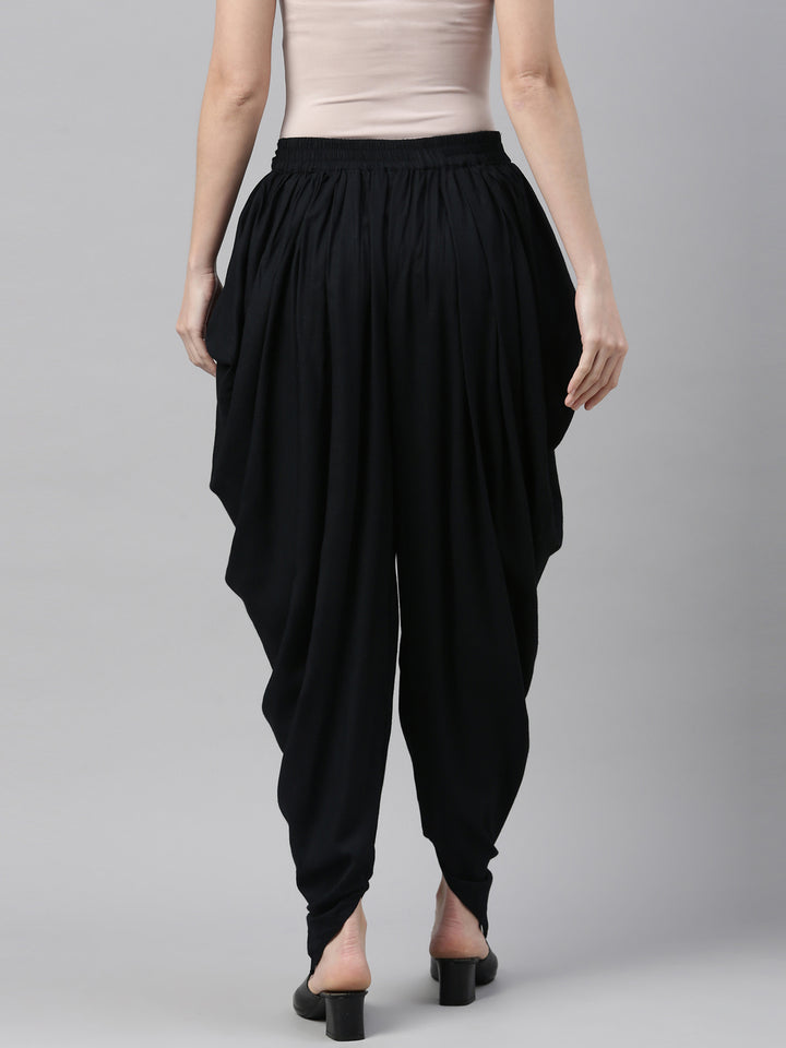 Neerus Black rayon solid dhotti bottom - detail view 2
