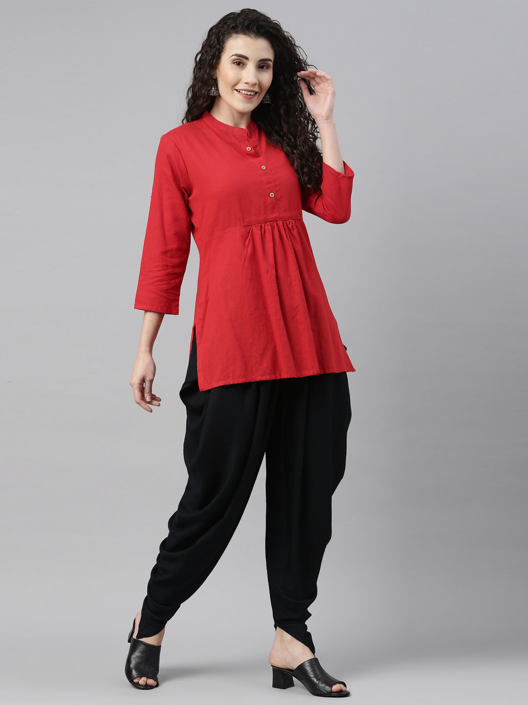 Neeru'S Black Color Slub Rayon Fabric Dhotti