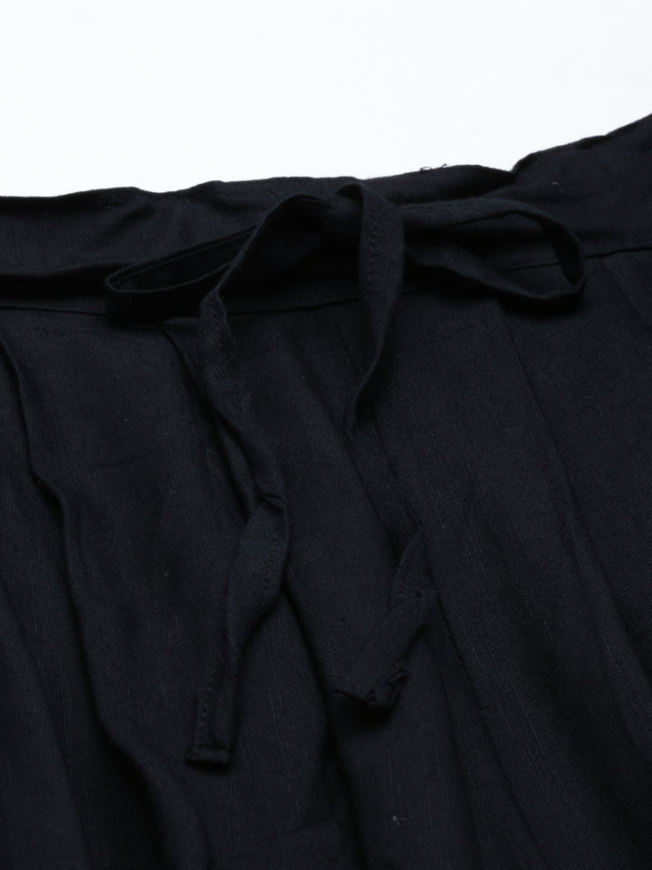 Neerus Black rayon solid dhotti bottom - detail view 3