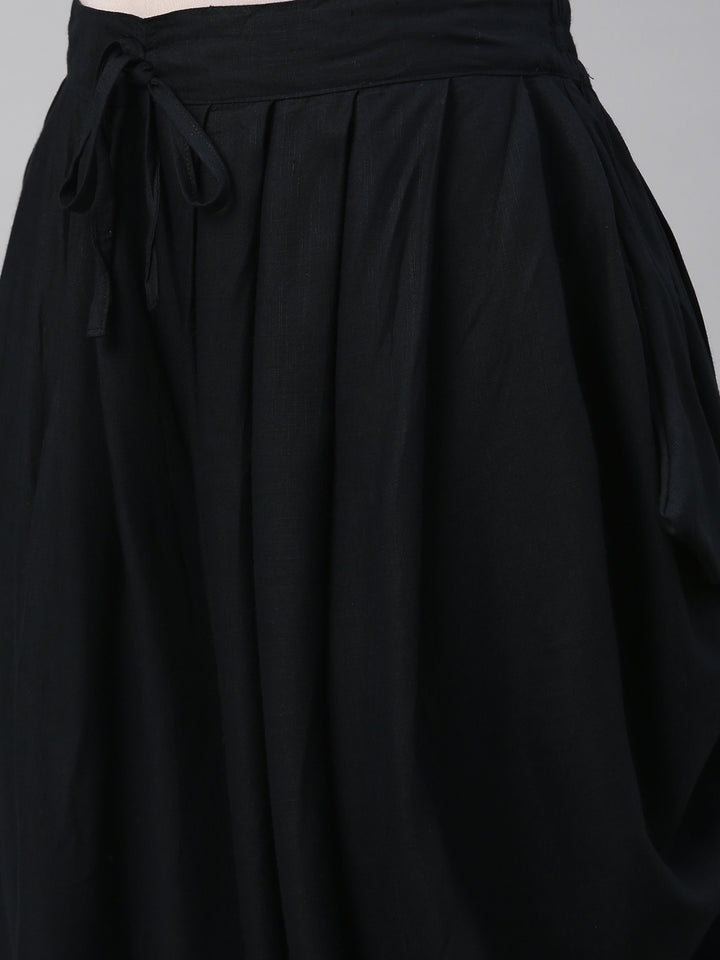 Neerus Black rayon solid dhotti bottom - detail view 5
