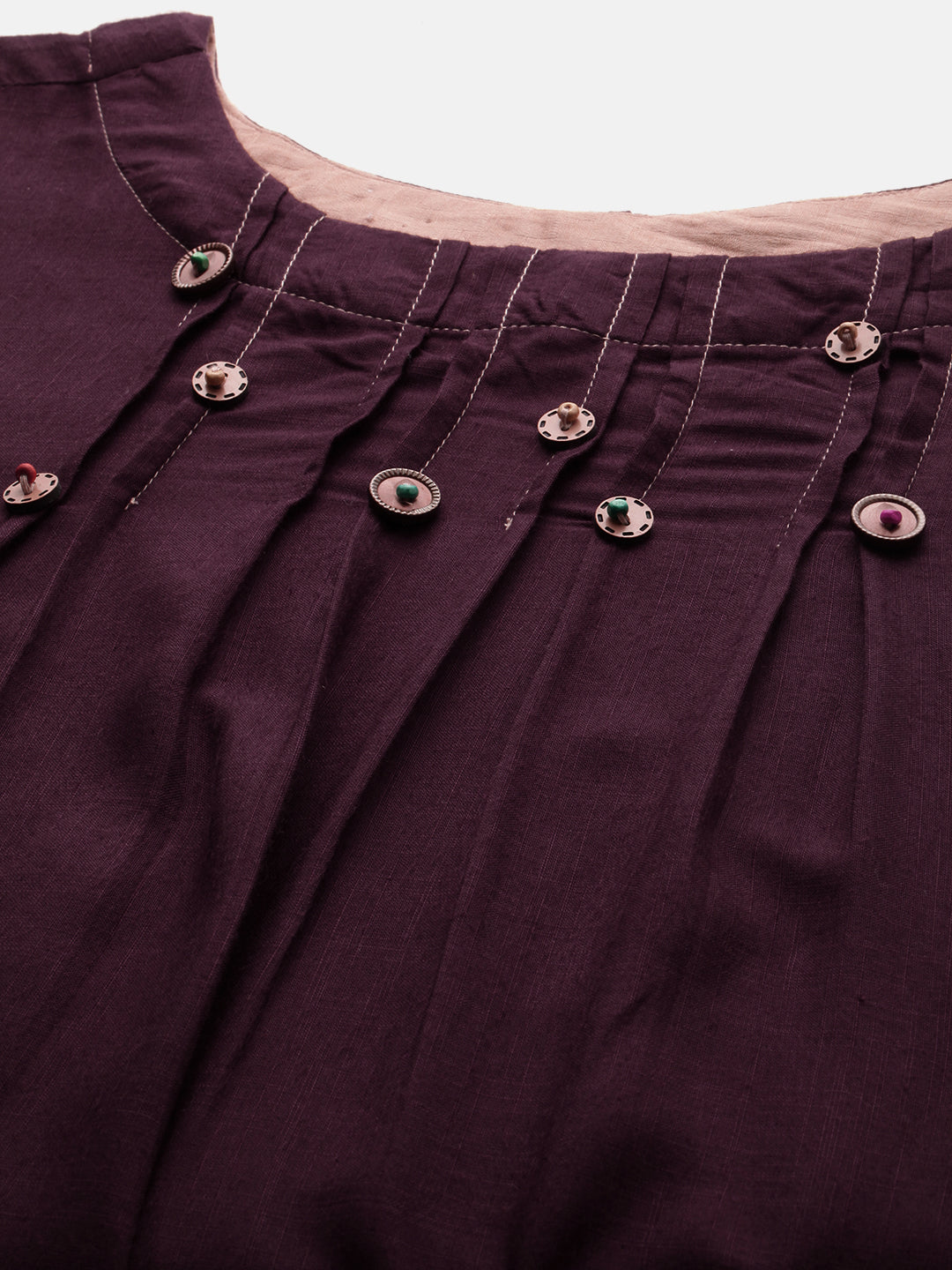 Neerus Purple rayon high-low kurti - back view