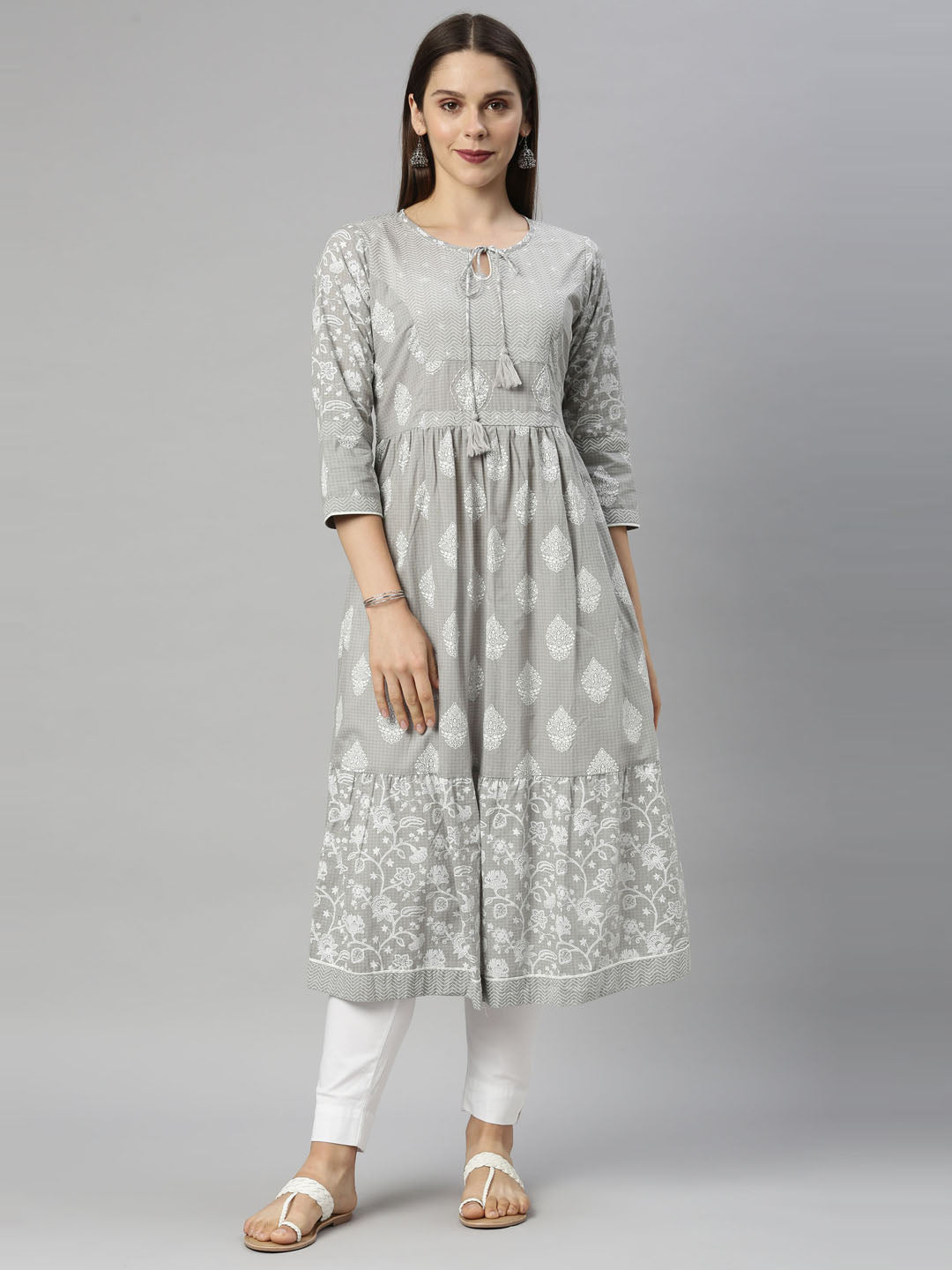 Neeru'S L Gray Color, Cotton Fabric Tunic