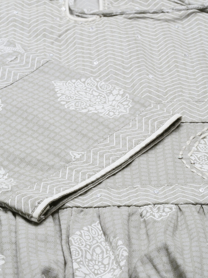 Neerus L Gray Color Cotton Fabric Tunic