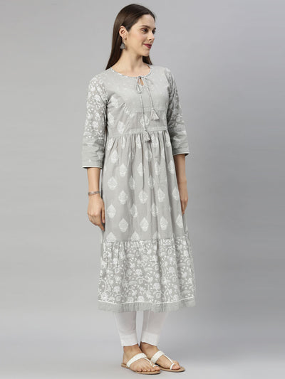 Neeru'S L Gray Color, Cotton Fabric Tunic