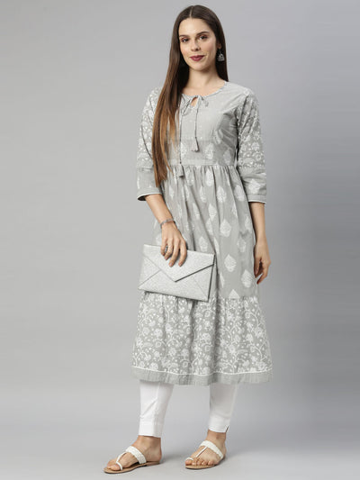 Neeru'S L Gray Color, Cotton Fabric Tunic