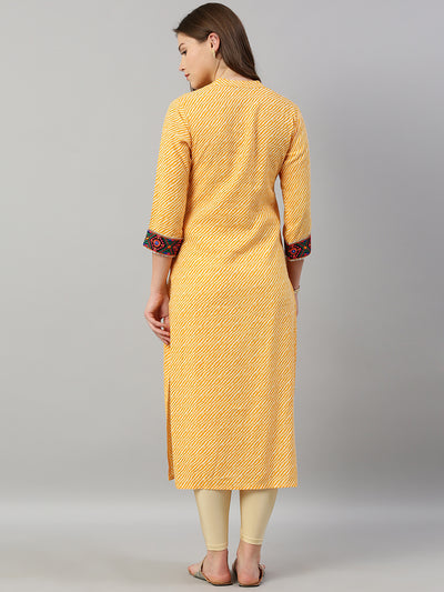 Neeru's Yellow Striped Straight Kurta