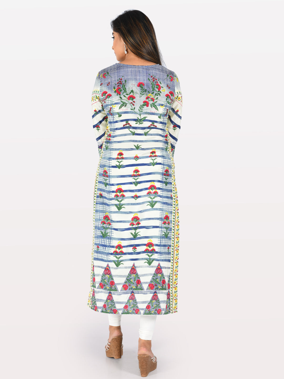 Neerus Multi printed straight kurta ethnic motif - side view