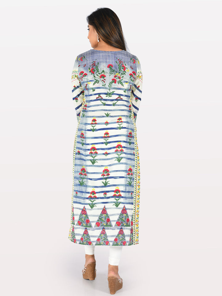 Neerus Multi printed straight kurta ethnic motif - side view