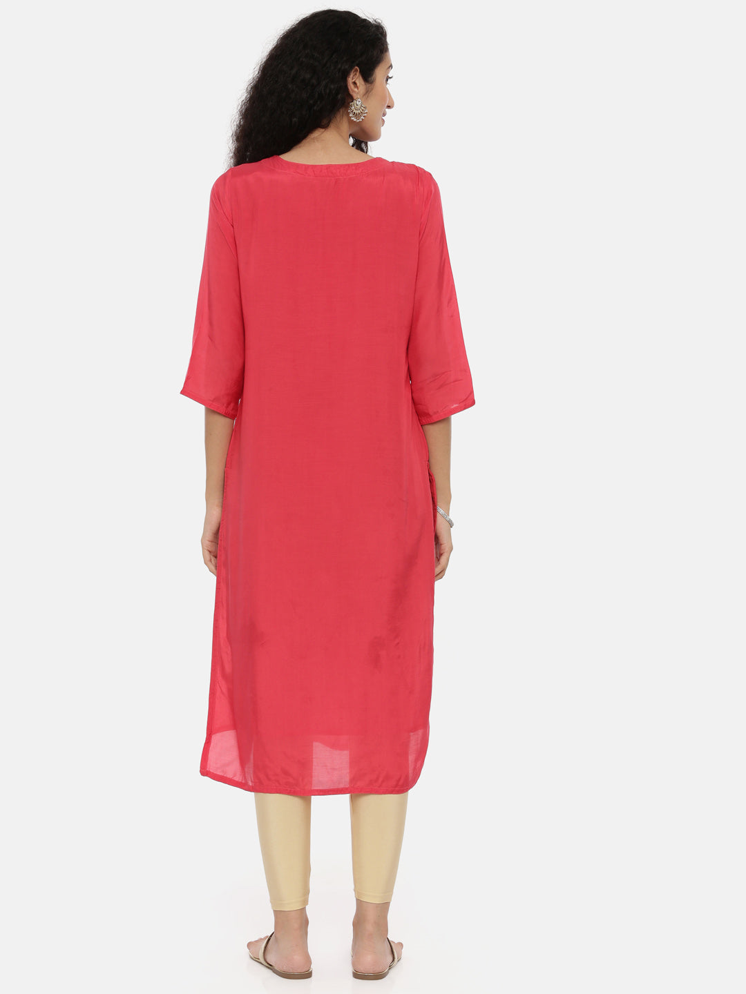 Neerus Coral Zari Straight Kurta
