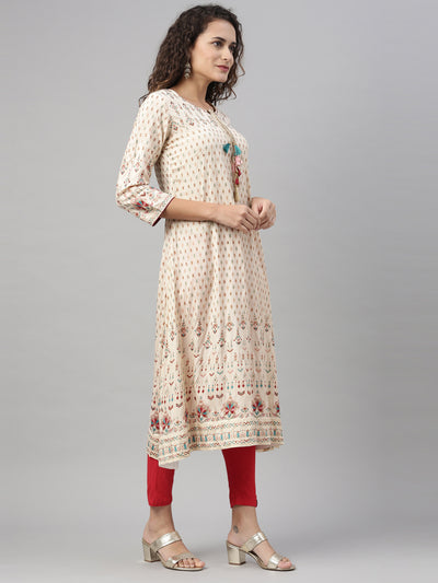 Neeru'S CREAM color, SANTOON fabric Kurta