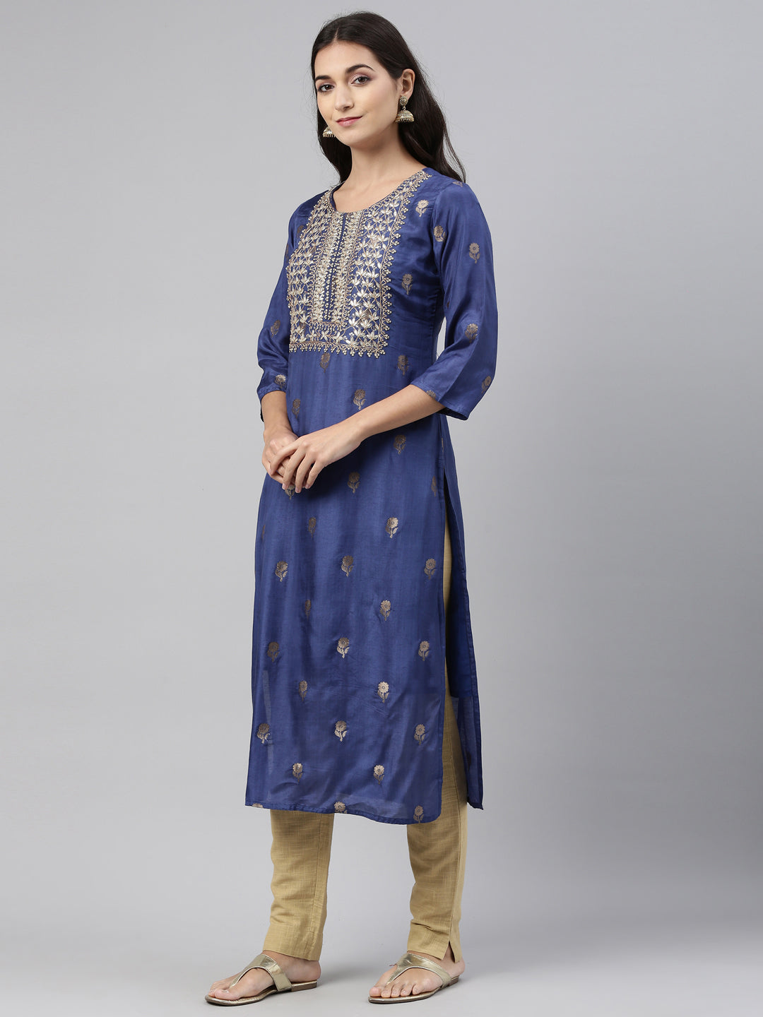 Neeru'S Blue Color, Santoon Fabric Tunic