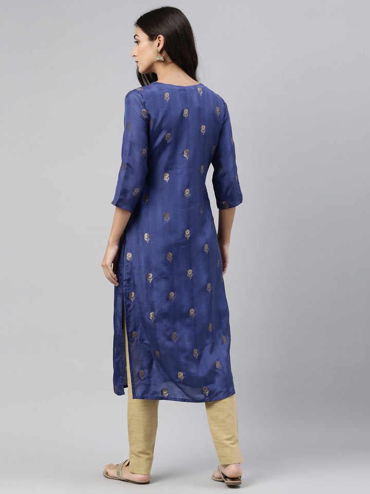 Neerus Blue Color Santoon Fabric Tunic
