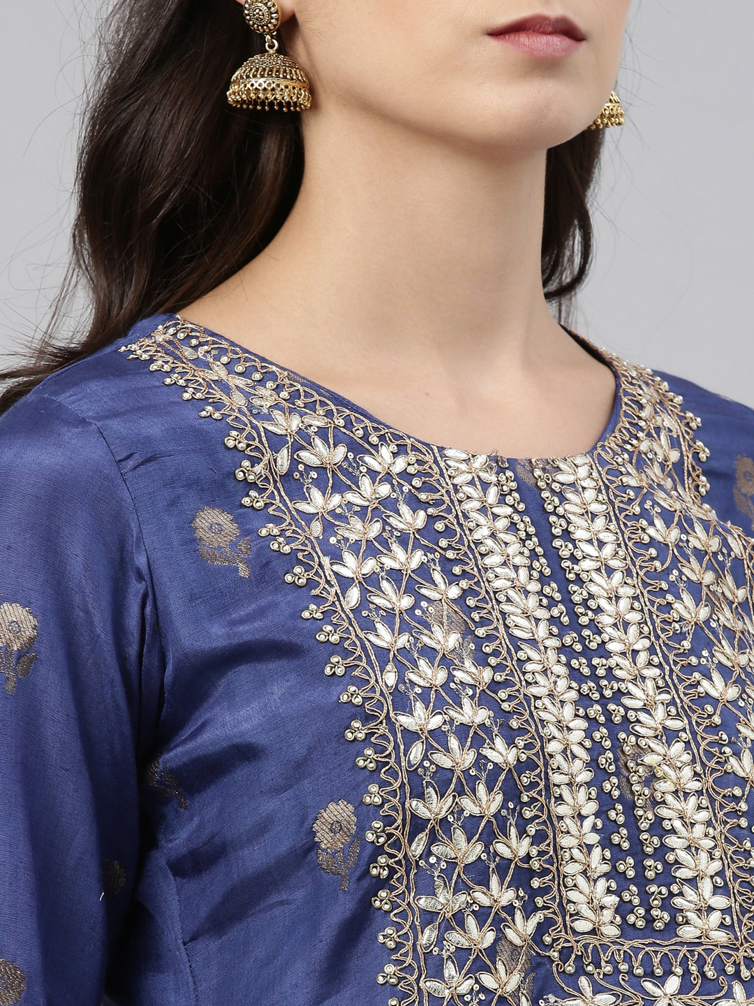 Neerus Blue Color Santoon Fabric Tunic