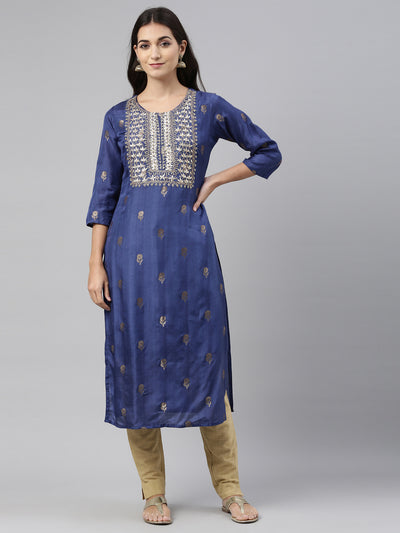Neeru'S Blue Color, Santoon Fabric Tunic