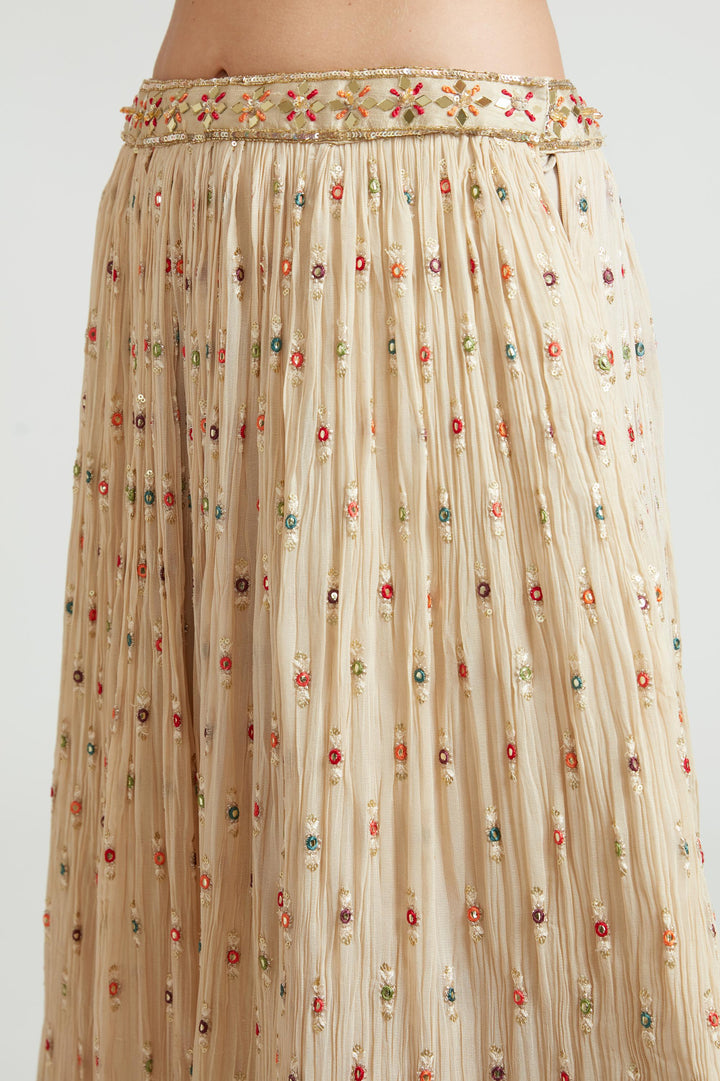 Neerus Beige Color Georgette Fabric Lehenga Choli