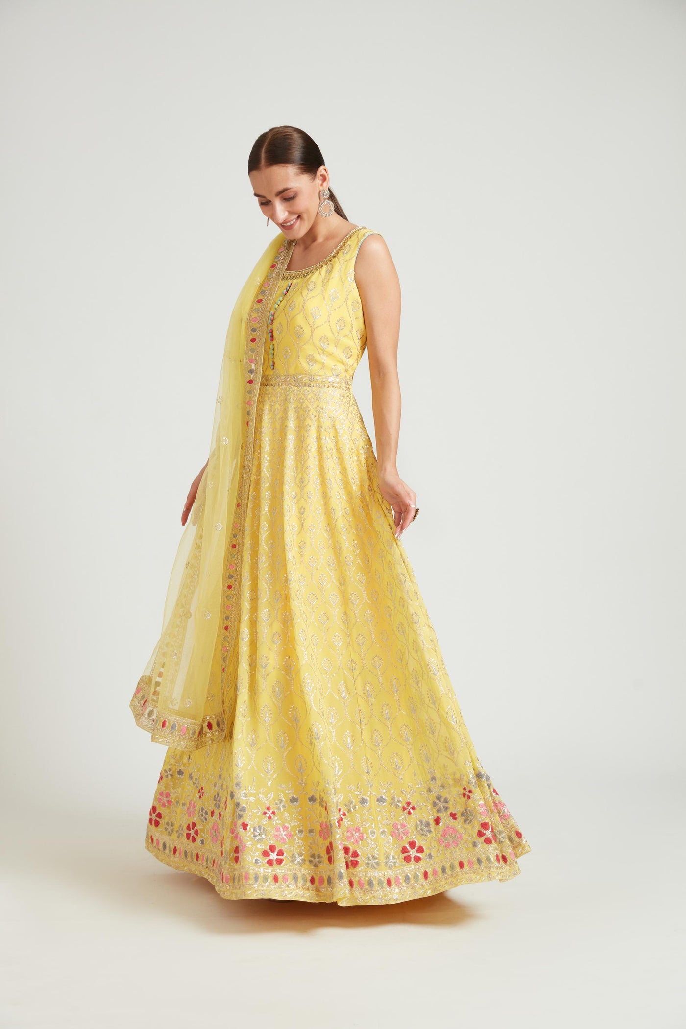 Neeru's Yellow Color Georgette Fabric Salwar Kameez