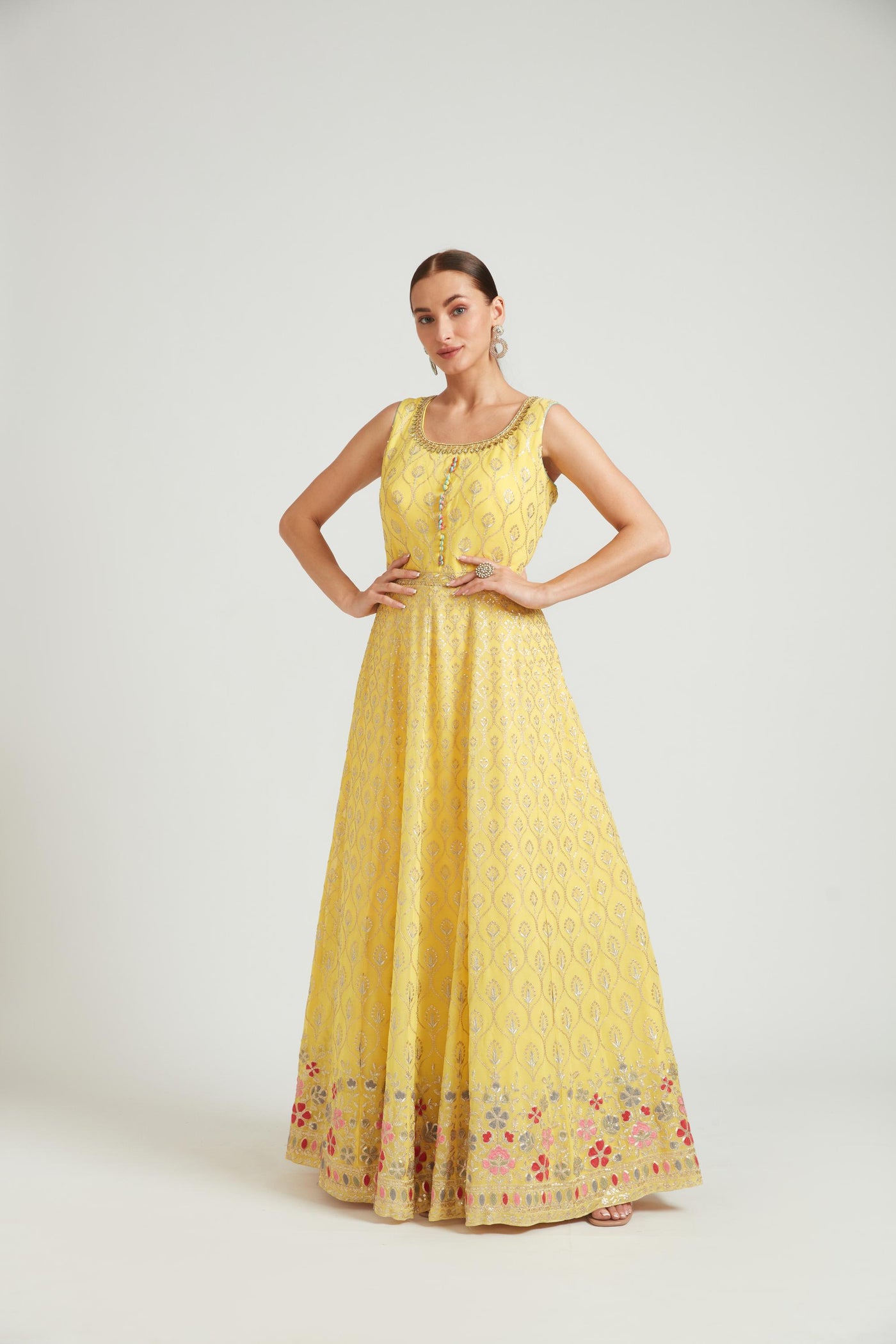 Neeru's Yellow Color Georgette Fabric Salwar Kameez