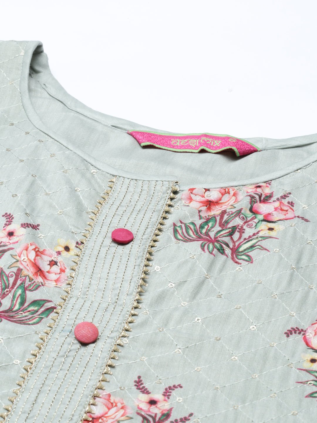 Neerus Pista Color Chanderi Fabric Kurta Set